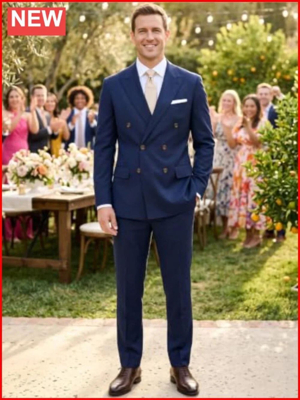 Men's 2 Piece Double Breasted Suit Slim Fit Tuxedo Set Formal